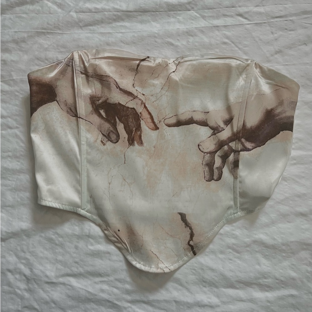 AKIRA Ivory Multi Bustier Top
